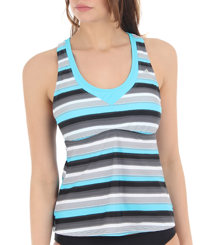 Adidas Stripe Tankini Top at SwimOutlet.com