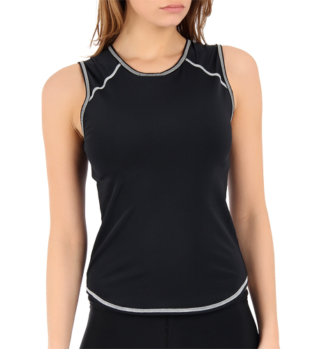 Girls4Sport Sleeveless Black Rashguard With Shelf Bra at SwimOutlet.com