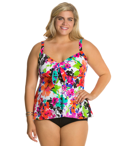 Penbrooke Plus Size Spring Blooms Bow Front Top at 