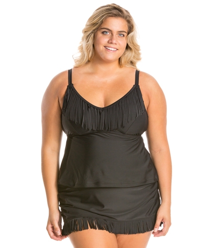 Jessica Simpson Plus Size Desert Fringe Tankini Top At Swimoutlet Com