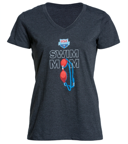 USA Swimming Women's Swim Mom V-Neck T-Shirt at SwimOutlet.com