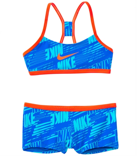 Nike Swimwear Girls’ Nike Print Racerback Two Piece Swimsuit (7yrs ...