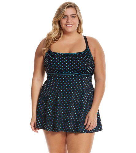 Longitude Plus Size Candy Dot Empire Princess Swimdress at SwimOutlet ...