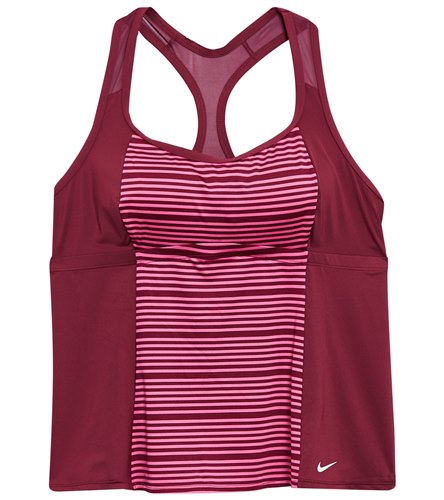 nike striped blouson swimsuit top