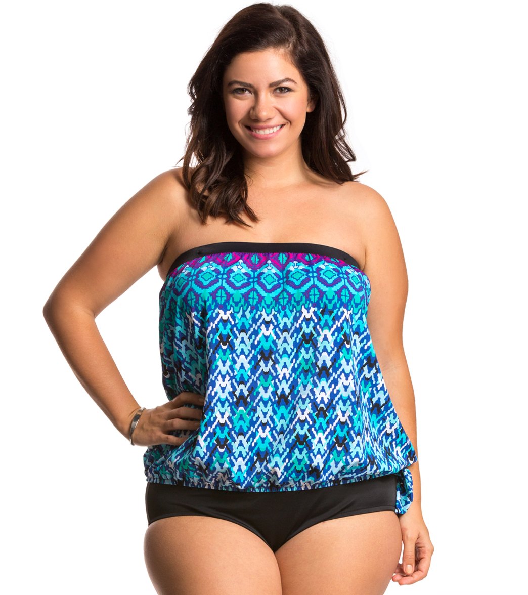 strapless swim dress plus size