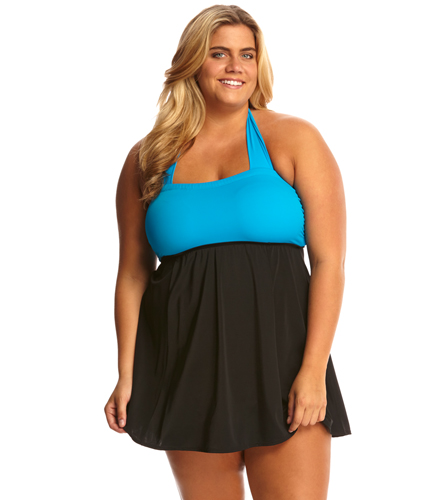 Delta Burke Plus Size Halter Swimdress at SwimOutlet.com - Free Shipping